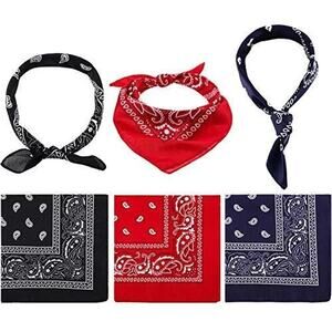 Kipp 6 Pack Bandanas Paisley Print Cowboy Bandana Handkerchiefs 3 Colors